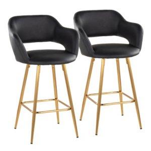 Black Faux Leather Marge Counter Stools, Set of 2
