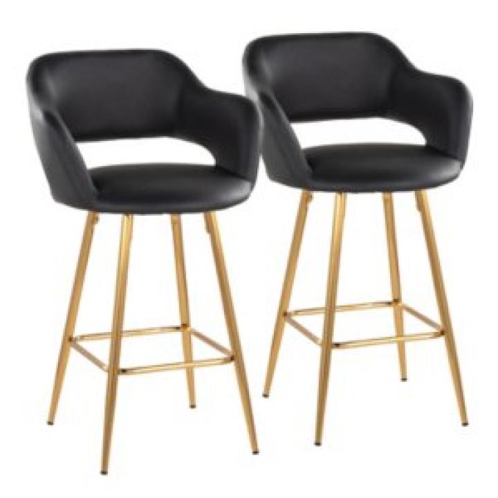 Black Faux Leather Marge Counter Stools, Set of 2
