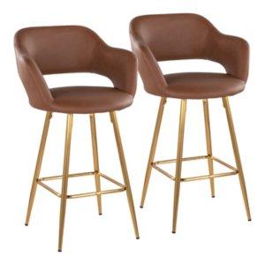 Brown Faux Leather Marge Counter Stools, Set of 2