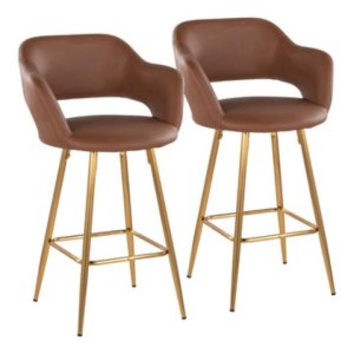 Brown Faux Leather Marge Counter Stools, Set of 2
