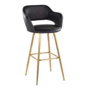 Black Faux Leather Marge Bar Stools, Set of 2