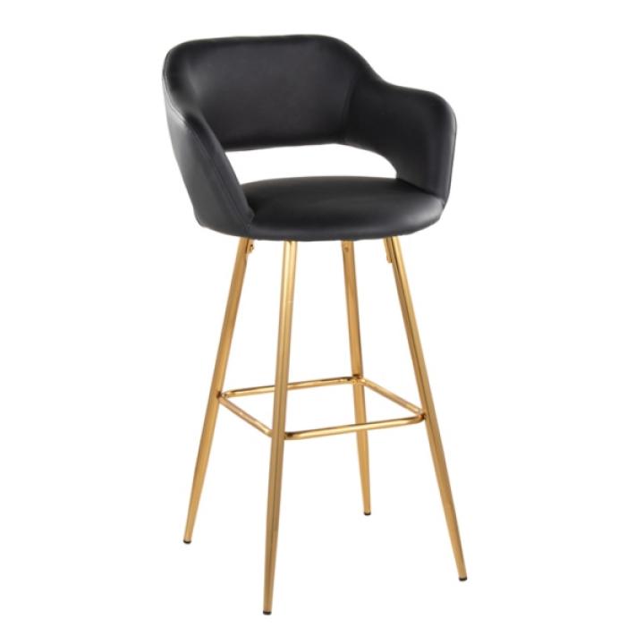 Black Faux Leather Marge Bar Stools, Set of 2