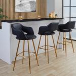 Black Faux Leather Marge Bar Stools, Set of 2