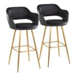 Black Faux Leather Marge Bar Stools, Set of 2