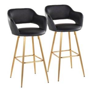 Black Faux Leather Marge Bar Stools, Set of 2