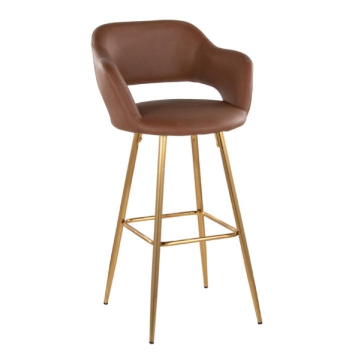 Brown Faux Leather Marge Bar Stools, Set of 2
