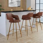 Brown Faux Leather Marge Bar Stools, Set of 2