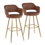 Brown Faux Leather Marge Bar Stools, Set of 2