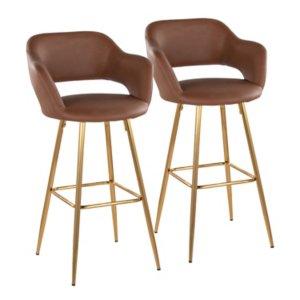 Brown Faux Leather Marge Bar Stools, Set of 2