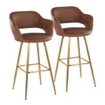 Brown Faux Leather Marge Bar Stools, Set of 2
