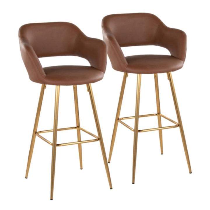 Brown Faux Leather Marge Bar Stools, Set of 2