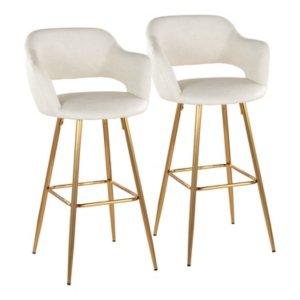 Ivory Faux Leather Marge Bar Stools, Set of 2