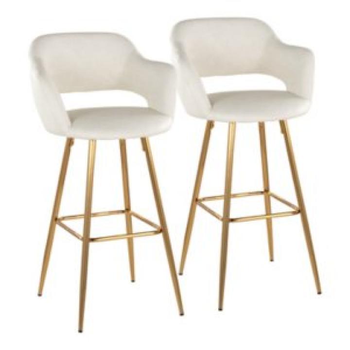 Ivory Faux Leather Marge Bar Stools, Set of 2
