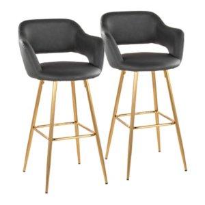 Gray Faux Leather Marge Bar Stools, Set of 2