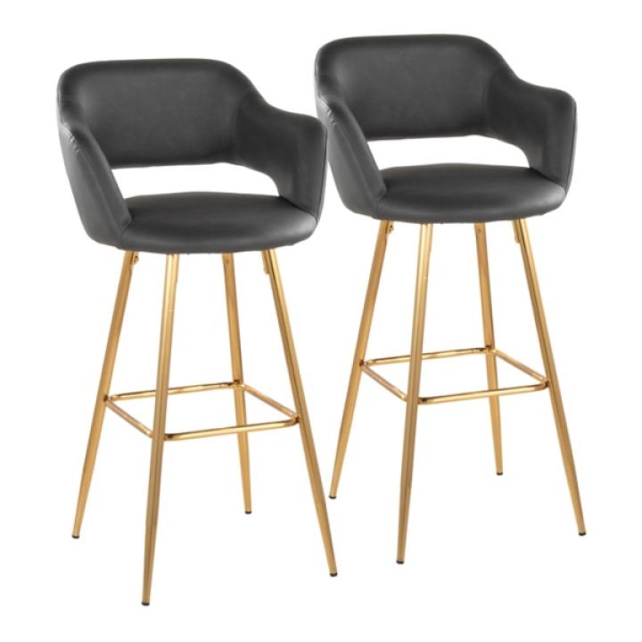 Gray Faux Leather Marge Bar Stools, Set of 2