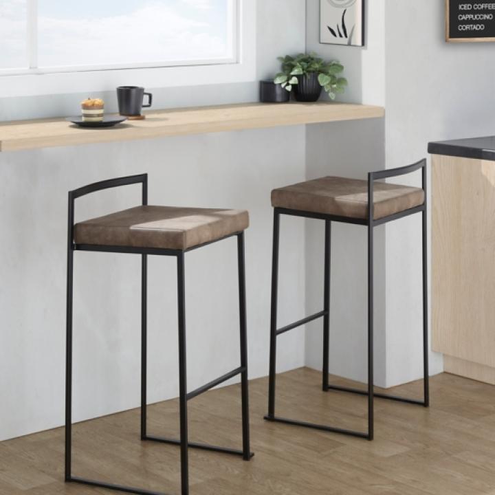 Fiji Brown Stackable Bar Stools, Set of 2