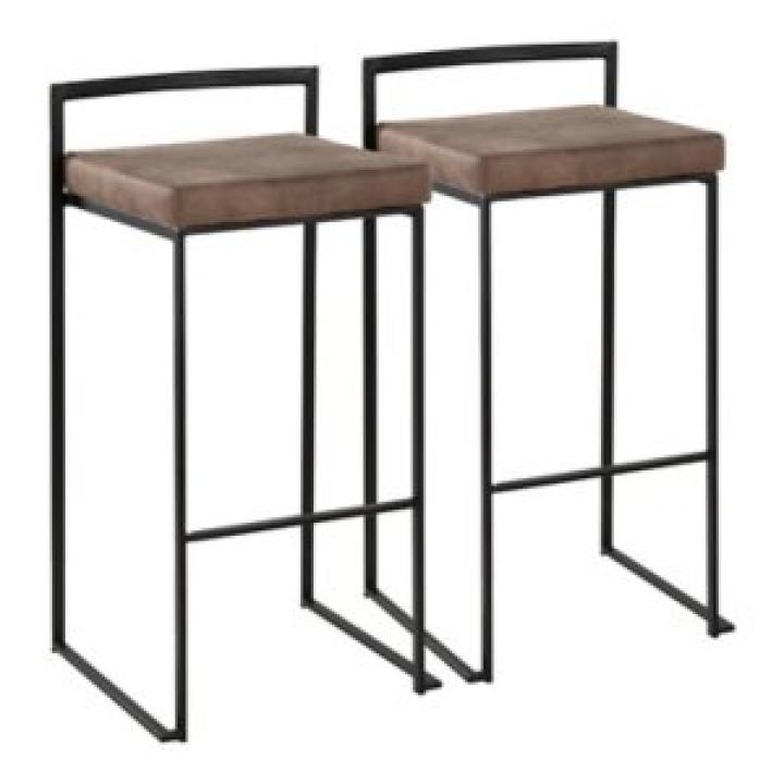 Fiji Brown Stackable Bar Stools, Set of 2