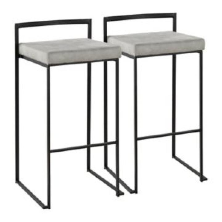Fiji Gray Stackable Bar Stools, Set of 2