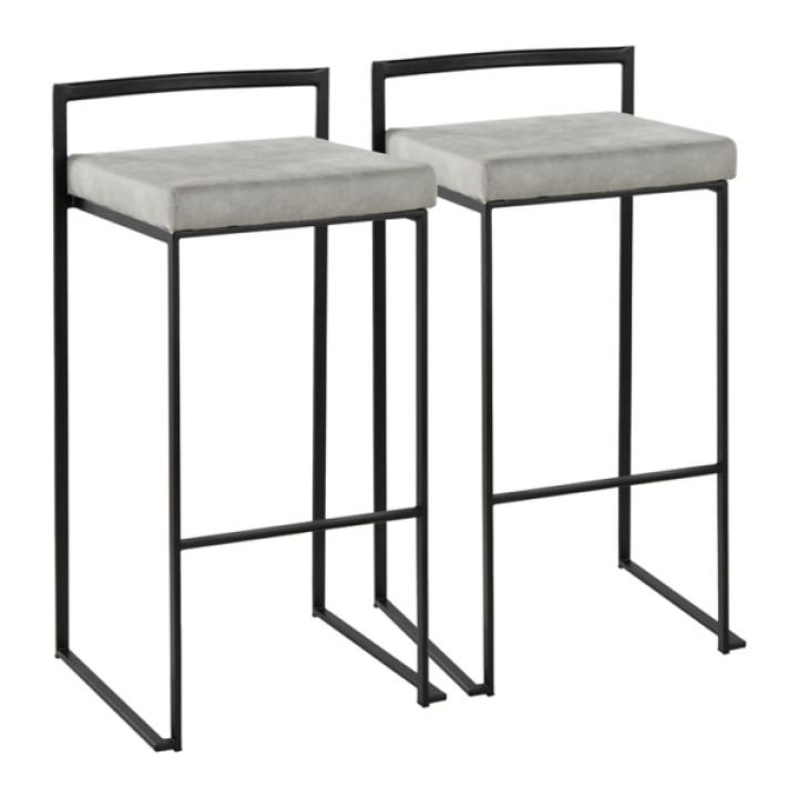Fiji Gray Stackable Bar Stools, Set of 2
