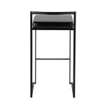 Black Faux Leather Stackable Bar Stools, Set of 2