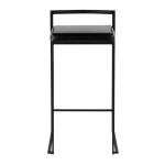 Black Faux Leather Stackable Bar Stools, Set of 2