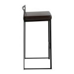 Brown Faux Leather Stackable Bar Stools, Set of 2