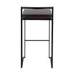 Brown Faux Leather Stackable Bar Stools, Set of 2