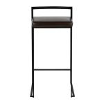Brown Faux Leather Stackable Bar Stools, Set of 2