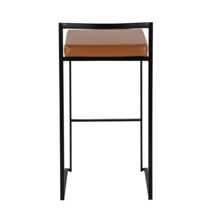 Camel Faux Leather Stackable Bar Stools, Set of 2