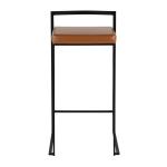 Camel Faux Leather Stackable Bar Stools, Set of 2