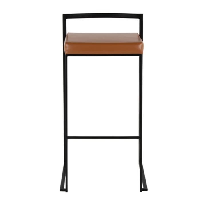 Camel Faux Leather Stackable Bar Stools, Set of 2