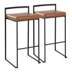 Camel Faux Leather Stackable Bar Stools, Set of 2