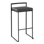 Gray Faux Leather Stackable Bar Stools, Set of 2