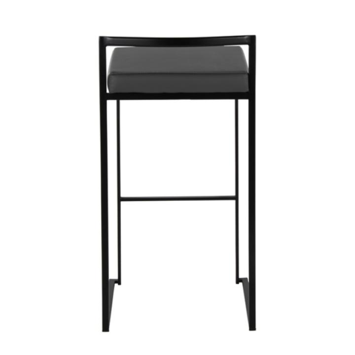 Gray Faux Leather Stackable Bar Stools, Set of 2