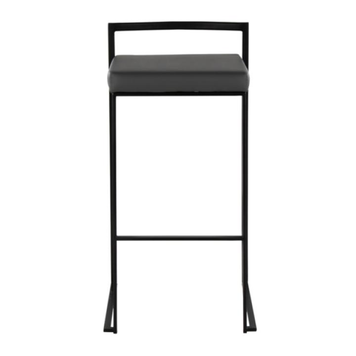 Gray Faux Leather Stackable Bar Stools, Set of 2