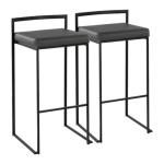 Gray Faux Leather Stackable Bar Stools, Set of 2