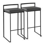 Gray Faux Leather Stackable Bar Stools, Set of 2