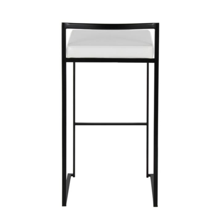 White Faux Leather Stackable Bar Stools, Set of 2