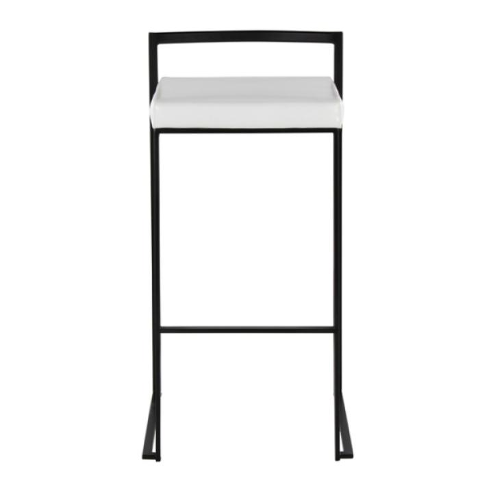 White Faux Leather Stackable Bar Stools, Set of 2