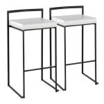 White Faux Leather Stackable Bar Stools, Set of 2