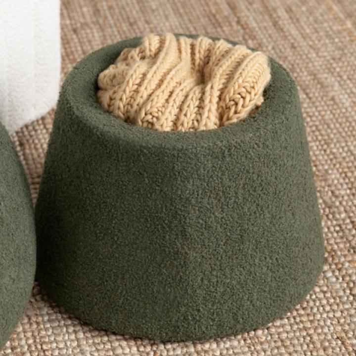 Drak Green Boucle Mushroom Storage Ottoman