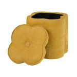 Spice Yellow Chenille Flower Storage Ottoman
