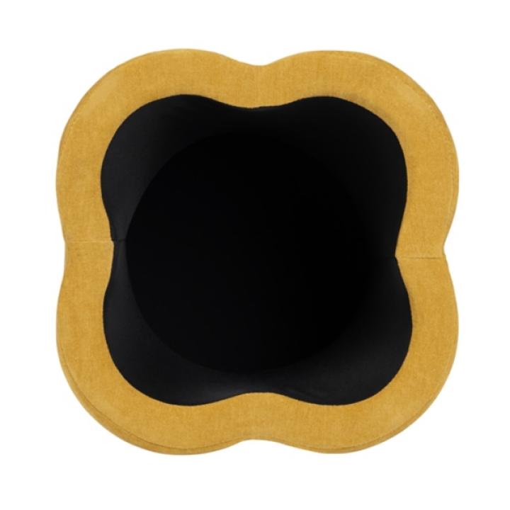 Spice Yellow Chenille Flower Storage Ottoman