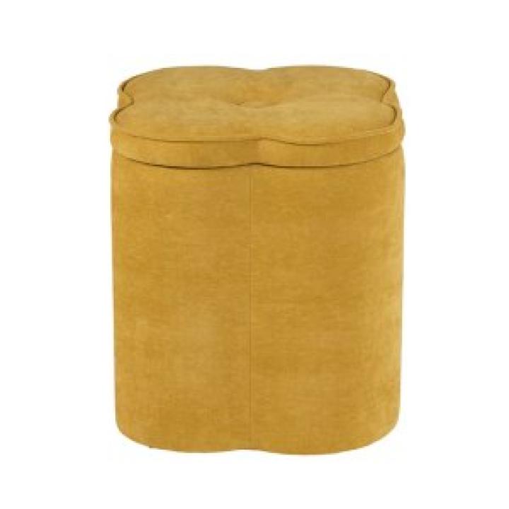 Spice Yellow Chenille Flower Storage Ottoman