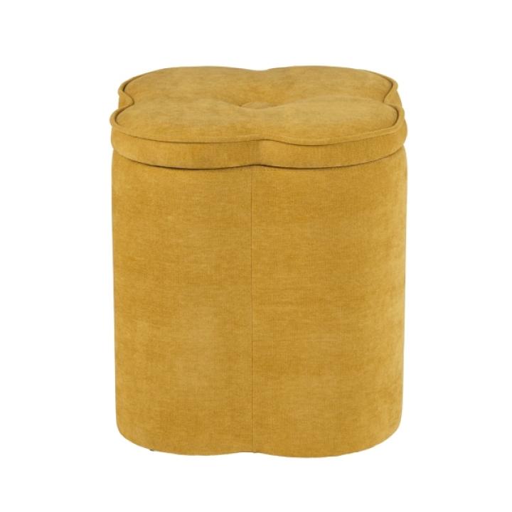 Spice Yellow Chenille Flower Storage Ottoman