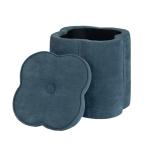 Navy Chenille Flower Storage Ottoman