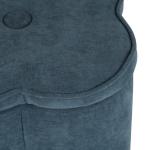 Navy Chenille Flower Storage Ottoman