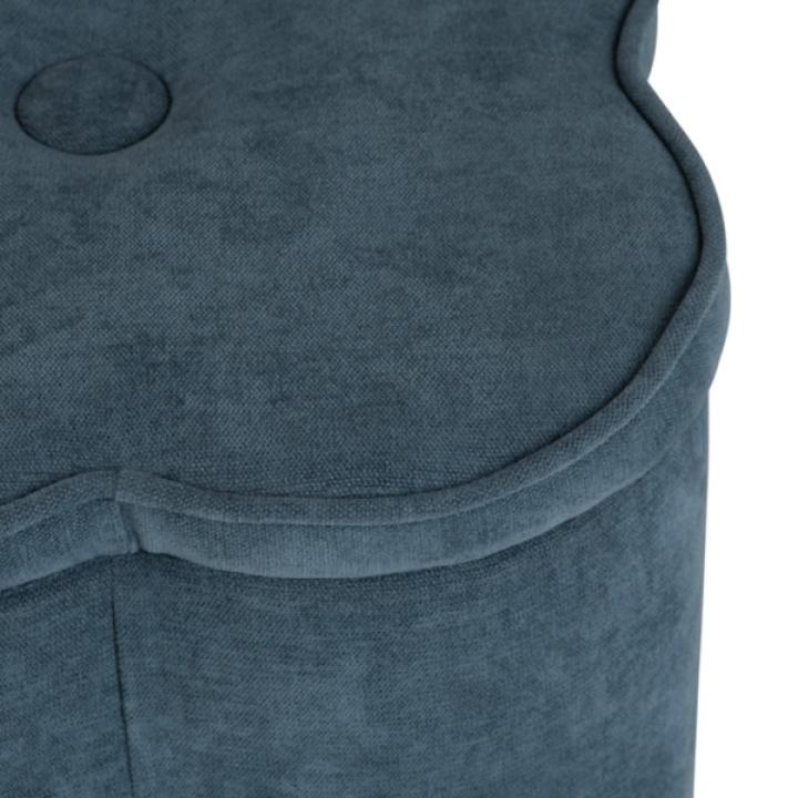 Navy Chenille Flower Storage Ottoman