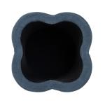 Navy Chenille Flower Storage Ottoman