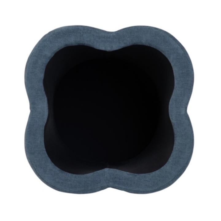 Navy Chenille Flower Storage Ottoman